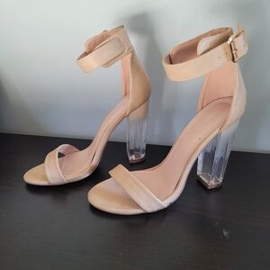 Shoe Dazzle Nude Ankle Strap Heels